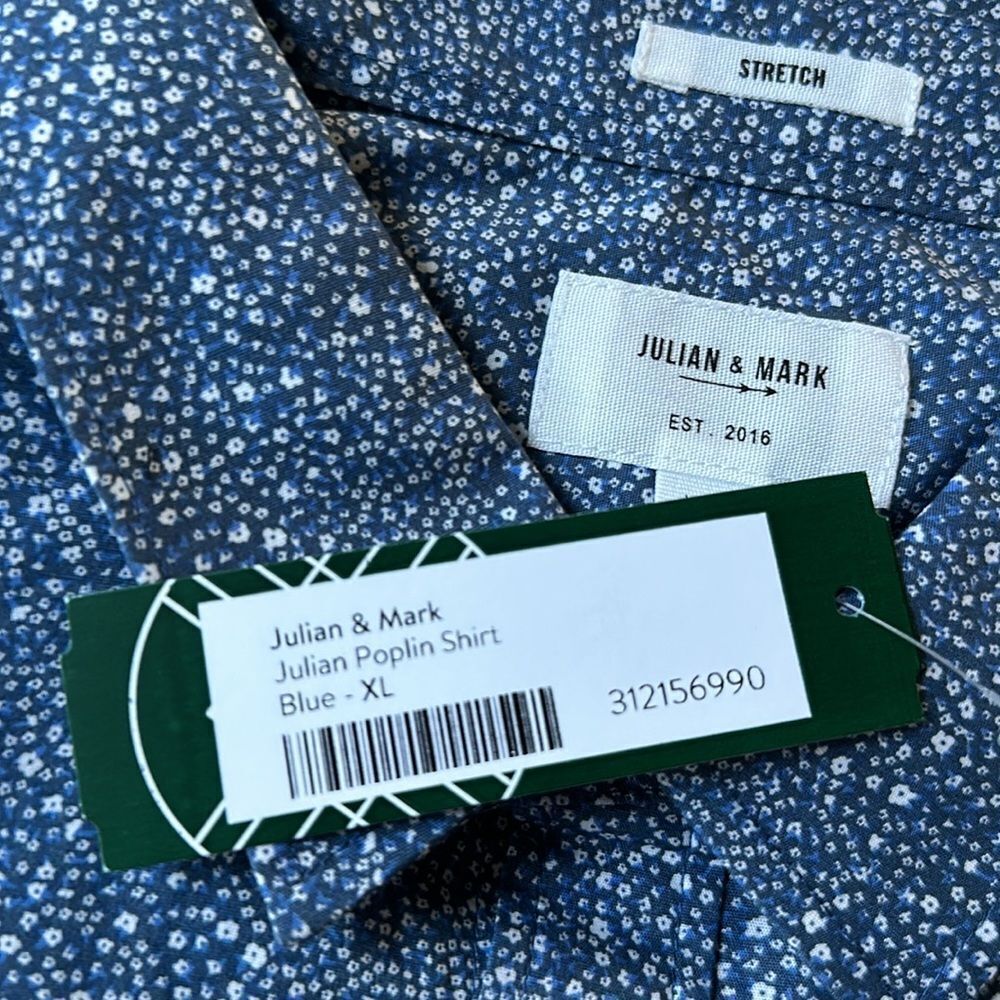 JULIAN & MARK JULIAN POPLIN SHORT SLEEVE BUTTON UP SHIRT BLUE XL STITCH FIX NWT - Picture 4 of 5